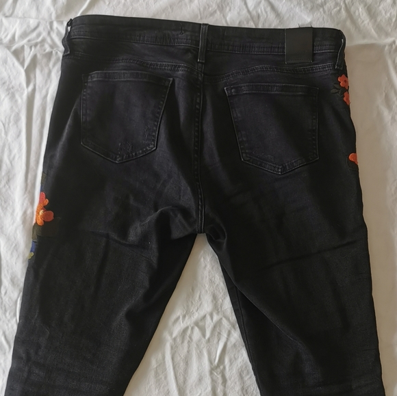 Embroidered Black Wash Boho Vintage Denim - Picture 6 of 7